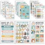Hadley Designs 16 Educational Posters for Toddlers 1-3, Laminated Toddler Learning Posters for Preschool & Kindergarten, ABC Chart, Numbers, Colors, Shapes, Days of The Week, Boho Classroom Decor
