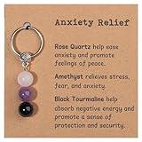 GINAZL Real Healing Crystals Stones Keychain, Anti Anxiety Keychain Gifts for someone With Depression positivity Gifts Chistmas Valentines day Birthday Gift for Women men(AR)