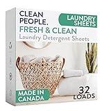 The Clean People Laundry Detergent Sheets - Laundry Soap - Ultra Concentrated, Recyclable Packaging, Stain Fighting - Fresh Scent, 32 Pack
