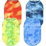 XPUDAC 4 Pack Dog Shirt Tie Dye Lightweight Dog Clothes for Small Dogs Boy Girls Breathable Stretchy Tank Top Vest-Medium