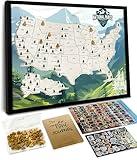 flinelife National Parks Map With Wooden Pine Tree Pins, 12X10, National Park Bucket List Cork Map, Perfect for National Parks Lovers, Hiker, Couples and Families Gift