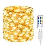 Minetom Fairy Lights with Remote, 66 Feet 200 Led Firefly String Lights Plug in for Bedroom Home Wall Ceiling Christmas Tree Wreath Craft Wedding Party Indoor Outdoor Decoration, Warm White