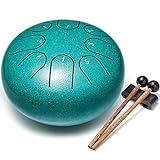 Lronbird Steel Tongue Drum Percussion, 6 Inch 8 Notes Musical Instruments, Music Gifts for Family Friends (Malachite)