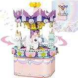 Music Box Building Toys, Rotating Carousel DIY Building Block for Girls and Boys 6 -12 Years Old, 874 pcs, STEM Construction Toy Christmas and Valentine Gifts for Adults and Aged 8 9 10 11 12 Kids