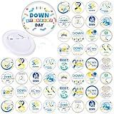 Thiccywoov 100 Pcs Down Syndrome Awareness Month Pins Blue Yellow Ribon Awareness 1.5 Inch Down Syndrome Awareness Month Buttons Badges Pins Down Syndrome Awareness Month Party Supplies Decor