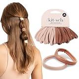 Kitsch Hair Ties No Damage - Strong, Stretchy Hair Bands | Soft Nylon Ponytail Holders, Snag-Free Rubber Bands, Perfect for Updos & Braids - Blush, 20pcs