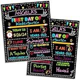 Double-Sided First Day & Last Day School Board, 12 10 Inches, Reusable Color Painting, Washable Chalkboard Signs for Kindergarten & Pre-K