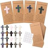 Misdary 20 Sets Pocket Hug Token Bulk Hug Greeting Cards with Mini Cross Crystal Stones Greeting Cards Keepsake Exchange Card Relationship Gift for Friend Colleagues Family Christians Church Gifts