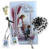 Needzo Boys First Communion Gift Set, Snap Wallet with Scapular, Rosary, Lapel Pin, and Mass Book, All in One, 4 Items
