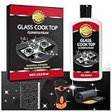 Meuvcol Glass Stove Top Cleaner Kit, 12 Oz Glass Cooktop Cleaner Non-Abrasive, Stove Oven Cleaner & Polish For Ceramic, Electric, Induction, Flat Top Stovetop, Gas - With Scrubbing Pad, Scraper, Cloth
