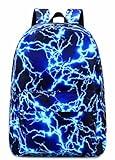 mezhsa Boy School Backpack Elementary Middle Lightning Bookbag Laptop Teenager Waterproof Lightweight 17 Inches (1-Blue)