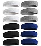Mens Sweat Bands Sport Headbands for Men & Women, Moisture Wicking Hairband Athletic Towel Headbands Cotton Headband Sweatband for Running, Cycling, Yoga, Spa