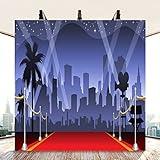 AOFOTO 10x10ft Red Carpet Backdrop Movie Night Stage Lighting Photography Background Celebrity Event Party Premiere Banner Photo Studio Props Kid Adult Artistic Portrait Activity Decoration Wallpaper