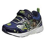 Disney Boys Toy Story Shoes – Buzz and Woody Laceless Light-Up Sneakers (Toddler/Little Kid), Navy and Green, 8