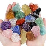 QINJIEJIE Assorted Raw Crystals 10 Colors Healing Crystal Rocks Stones 1" Bulk Large Gemstones for Tumbling, Cabbing, Fountain Rocks, Decoration, Polishing, Handmade, Wicca Reiki Rough Quartz