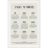 NAVIWEEK Magical Spirituality Lucky Numbers Canvas Wall Art Angel Numbers Inspirational Quotes Poster Positive Affirmation Prints Painting Minimalist Mystery Black And White Wall Decor 12x16in