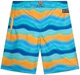 Body Glove Boys Swim Trunks - UPF 50+ Quick Dry Boys Swim Board Shorts Bathing Suit Kids Swimwear with Pockets (Sizes: 8-16), Size 10-12, Turquoise/Orange Squares