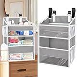 Hanging Diaper Organizer for Changing Table, Cribs, Car, Playard or Wall & Nursery Organization - Durable 2-Tier Diaper Caddy with Mesh Pockets and Viewable Design, Won't Deform, Crib Accessories