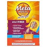 Metamucil On-The-Go, Daily Psyllium Husk Powder Fiber Supplement, Sugar-Free Powder, 4-in-1 Fiber Supplement for Digestive Health, Orange Flavored Drink, 44 Packets