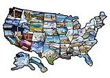RV State Sticker Travel Map of The United States, Travel Trailer Camper Accessories, 11x17" RV Map Decals for Window Door Wall, 50 State Bumper Stickers with Scenic Illustrations, Great for Kids & Adults - Track Your Travel
