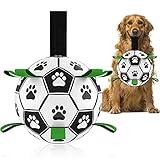 QDAN Dog Toys, Soccer Ball with Straps, World Cup Interactive Toys for Tug of War, Puppy Birthday Gifts, Water Toy, Durable Dog Balls for Medium Large (8 Inch)