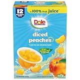 Dole Diced Peaches in 100% Juice - Dole Fruit Bowls Snacks - 4 oz Fruit Bowls - 12 Pack