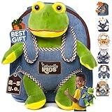 Frog Backpack, Frog Toys for Kids 3-5, Toddler Stuffed Animal Gifts for 2 3 4 5 Year Old Girl Boy