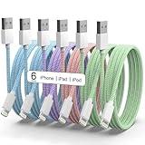 6Pack [MFi Certified] for iPhone Charger 3/3/6/6/6/9 FT Long Lightning Cable Fast USB Charging High Speed Data Cord Compatible iPhone 14 13 12 11 Pro Max XR XS X 8 7 6 Plus SE - Pastel Cute Colors