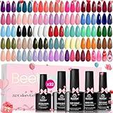 beetles Gel Polish Set Summer Gel Nail Polish Kit Pastel 36 Pcs 32 Colors with Base Top Coat Hot Pink Green Black White Burgundy Red Blue Purple Uv LED Lamp Nails Gifts for Women Fingertip Palette