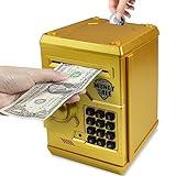 Cargooy Mini ATM Piggy Bank ATM Machine Best Gift for Kids,Electronic Code Piggy Bank Money Counter Safe Box Coin Bank for Boys Girls Password Lock Case (Gold)