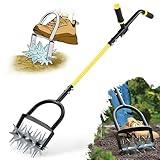 Jardineer Rotary Cultivator for Gardening, Long Handle Garden Cultivator for Soil Mixing, Reseeding, Lawn Aerating, Hand Tiller with Auxiliary Handle Suitable for Women and The Elderly
