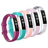 [5 Pack] Sport Bands Compatible with Fitbit Alta HR Bands and Fitbit Alta bands Women Men, Classic Soft Silicone Replacement Wristbands Straps for Fitbit Alta HR/Fitbit Alta (5 Pack D, Small)