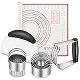 Pastry Cutter, Biscuit Cutter, Dough Scraper, Silicone Baking Mats, Stainless Steel Pastry Blender Set, Dough Cutter Biscuit Cutter Baking Pastry Mat Dough Blender Tools & Pastry Utensils (5 Pcs/Set)