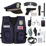 SKCAIHT Police Officer Costume for Kids Cop Toddler Boy Costumes for Pretend Play Cosplay Set Ages 3-7