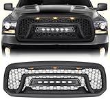 Allinoneparts Front Grille Compatible with 2013-2018 Dodge Ram 1500, 2019-2023 Ram 1500 Classic, Matte Black Bumper Grill w/Off-Road Lights