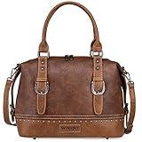 Wrangler Doctor Bag Top Handle Purse Hobo Shoulder Satchel Handbags Crossbody Bag with Crazy Horse Grain Leather for Women WG48-S5110BR
