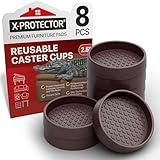 Furniture Cups X-PROTECTOR – 2.5" Caster Cups 8 PCS – Round Furniture Coasters – Ideal Bed Stoppers – Non Skid Furniture Pads with a Perfect Design – Rubber Furniture Pads - Protect Any Flooring!