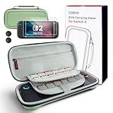 CoBak Large Capacity Carrying Case for Nintendo Switch 2 (2025) - 3 in 1 Accessories Bundle with 2 Screen Protectors, Thumb Grip Caps, 24 Game Cartridges, Hard Shell Portable Travel Pouch, Matcha
