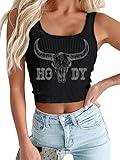 YHHR Women's Cowgirl Country Concert Sleeveless Cropped Tank Top Summer Casual Cowboy Shirt Western Graphic Top Cute Outfit