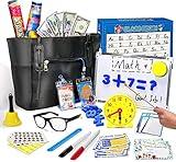 Alritz Pretend Play Teacher Set Classroom Learning Education Includes Reusable White Board Bell Clock and More, Be Teacher Student, for Boys Girls 5 6 7 8 9 10 11 12 +Years Old