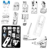 11 Pieces Sewing Machine Presser Foot Set, Presser Feet Fits for Most Low Shank Snap On Singer, Brother, Babylock, Euro-Pro, White, Elna Sewing Machine Spare Parts Accessories