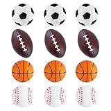 Super Z Outlet Mini Foam Sports Balls for Kids Adults Mini Baseball Football Basketball Soccer Stress Bulk Toy Game Party Decoration Relaxable (Assorted) - Pack of 12