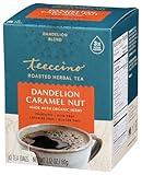 Teeccino Dandelion Caramel Nut Tea - Caffeine Free, Roasted Herbal Tea with Prebiotics, 3x More Herbs than Regular Tea Bags, Gluten Free - 10 Tea Bags