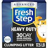 Fresh Step Clumping Cat Litter, Heavy Duty Advanced, Long Lasting 30-Day Odor Control with Odor Eliminating Carbon, 17.5 lb