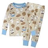 HonestBaby 2-Piece Pajamas Sleepwear PJs 100% Organic Cotton for Baby, Toddler, Kids, Boy, Milk N Cookies, 3T