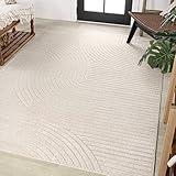 JONATHAN Y SCN100B-5 Skagen High-Low Minimalist Curve Geometric Indoor/Outdoor Area Rug, Modern, Contemporary, Geometric, Bohemian, Bedroom, Kitchen, Living Room, Non Shedding, Ivory/Cream, 5' x 8'