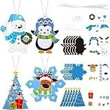 Civaner Christmas Crafts for Kids, Christmas Arts and Crafts DIY Xmas Tree Ornament Kit Make Your Own Xmas Craft Projects for Kids Ages 6-8 8-12, 4 Styles(48 Sets)