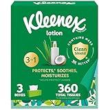 Kleenex Lotion Facial Tissues with Coconut Oil, 3 Flat Boxes, 120 Tissues Per Box, 3-Ply