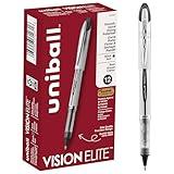 uni-ball Vision Elite Rollerball Pens Bold Point, 0.8mm, Black, 12 Pack