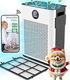 FRESHDEW Air Purifier for Home Up to 2300ft² With H14 True HEPA Smart WiFi Control & Double-Sided Intake | 22dB Ultra Quiet for Bedroom/Pet Homes | Removes Smoke, Odors, Pollen, Dust, Dander